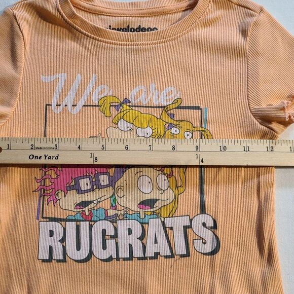 Nickelodeon Rugrats Girls Crop Tee M 7/8 Ribbed Graphic Scallop Hem Shirt - Picture 4 of 5